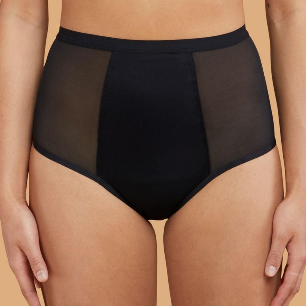 SALE! Thinx Classic Hi-Waist Black Mesh Panel Period Undies